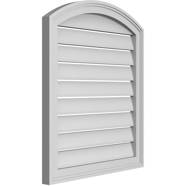 Ekena Millwork Arch Top Surface Mount PVC Gable Vent: Non-Functional, w/2"W x 1-1/2"P Brickmould Frame, 24"W x 26"H - GVPAR24X2602SN