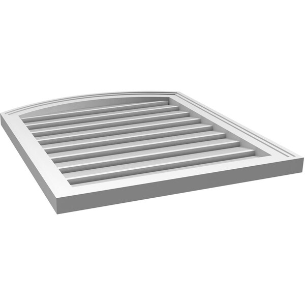 Ekena Millwork Arch Top Surface Mount PVC Gable Vent: Non-Functional, w/2"W x 1-1/2"P Brickmould Frame, 24"W x 26"H - GVPAR24X2602SN