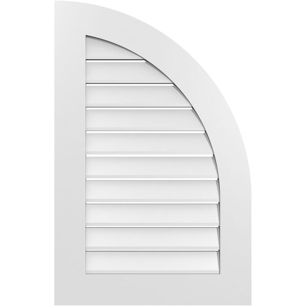 Ekena Millwork Quarter Round Top Right Surface Mount PVC Gable Vent w/ 3-1/2"W x 1"P Standard Frame, 22"W x 34"H - GVPQR22X3401SF