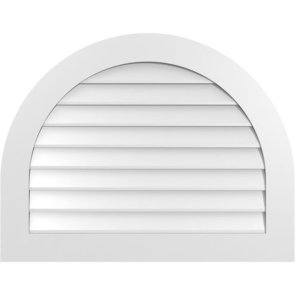 Ekena Millwork Round Top Surface Mount PVC Gable Vent: Non-Functional, w/ 3-1/2"W x 1"P Standard Frame, 36"W x 28"H - GVPRT36X2801SN
