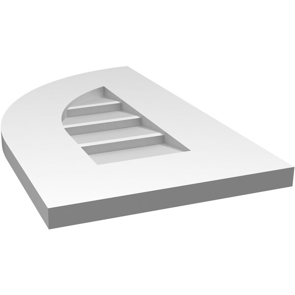 Ekena Millwork Quarter Round Top Left Surface Mount PVC Gable Vent w/ 3-1/2"W x 1"P Standard Frame, 12"W x 20"H - GVPQL12X2001SN
