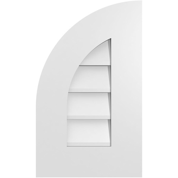 Ekena Millwork Quarter Round Top Left Surface Mount PVC Gable Vent w/ 3-1/2"W x 1"P Standard Frame, 12"W x 20"H - GVPQL12X2001SN