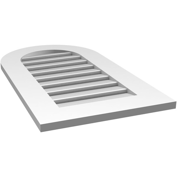 Ekena Millwork Round Top Surface Mount PVC Gable Vent: Functional, w/ 3-1/2"W x 1"P Standard Frame, 18"W x 32"H - GVPRT18X3201SF