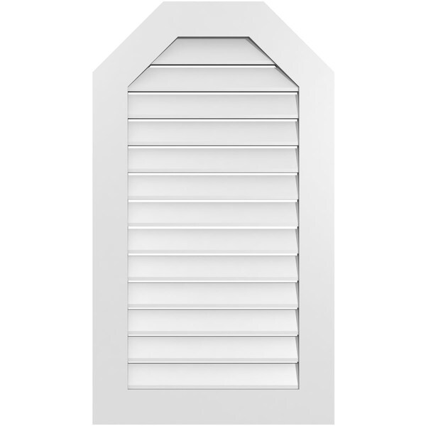 Ekena Millwork Octagonal Top Surface Mount PVC Gable Vent: Functional, w/ 3-1/2"W x 1"P Standard Frame, 24"W x 42"H - GVPOT24X4201SF