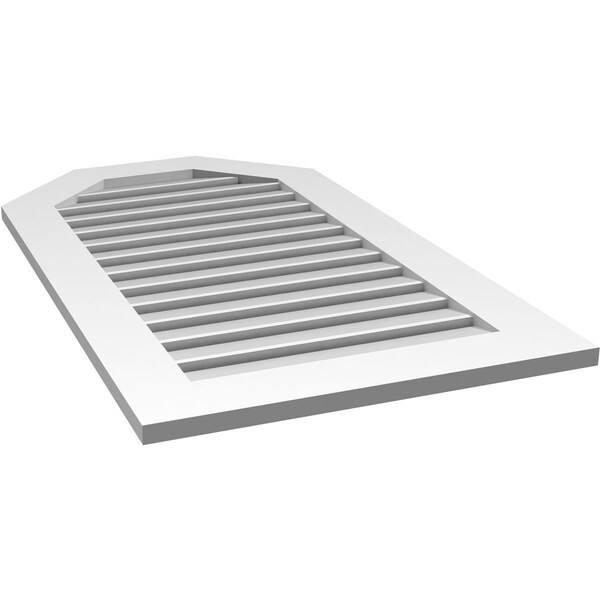 Ekena Millwork Octagonal Top Surface Mount PVC Gable Vent: Functional, w/ 3-1/2"W x 1"P Standard Frame, 24"W x 42"H - GVPOT24X4201SF