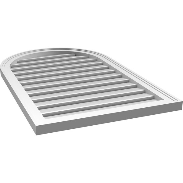 Ekena Millwork Round Top Surface Mount PVC Gable Vent: Functional, w/ 2"W x 1-1/2"P Brickmould Frame, 24"W x 38"H - GVPRT24X3802SF