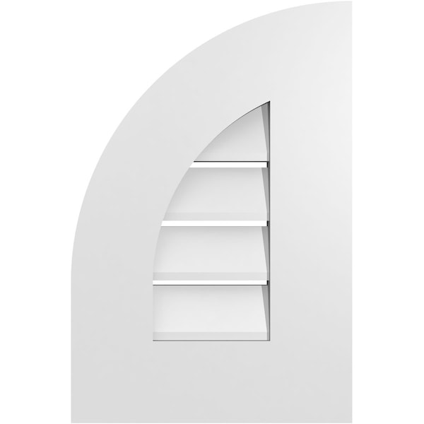 Ekena Millwork Quarter Round Top Left Surface Mount PVC Gable Vent w/ 3-1/2"W x 1"P Standard Frame, 12"W x 18"H - GVPQL12X1801SF