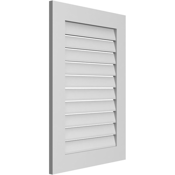 Ekena Millwork Vertical Surface Mount PVC Gable Vent: Functional, w/ 3-1/2"W x 1"P Standard Frame, 24"W x 34"H - GVPVE24X3401SF