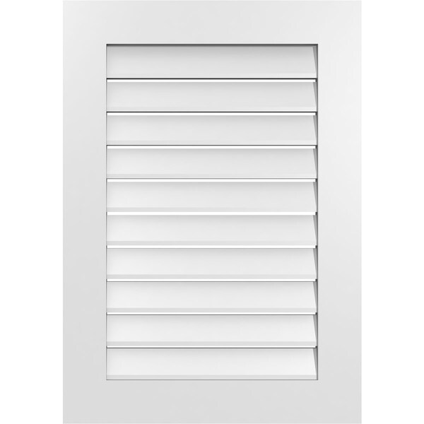 Ekena Millwork Vertical Surface Mount PVC Gable Vent: Functional, w/ 3-1/2"W x 1"P Standard Frame, 24"W x 34"H - GVPVE24X3401SF