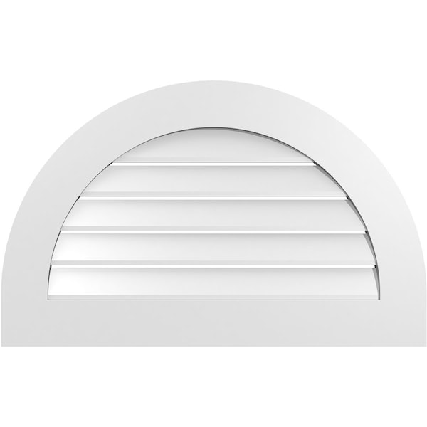 Ekena Millwork Round Top Surface Mount PVC Gable Vent: Functional, w/ 3-1/2"W x 1"P Standard Frame, 32"W x 20"H - GVPRT32X2001SF