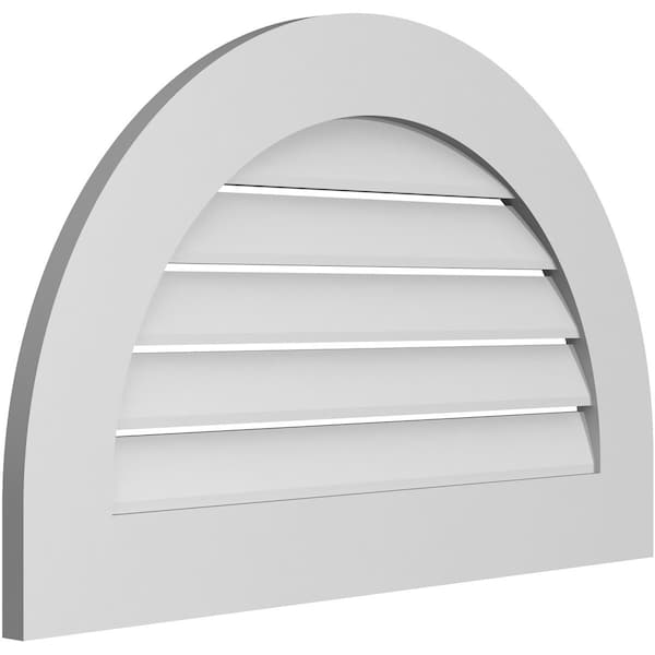Ekena Millwork Round Top Surface Mount PVC Gable Vent: Functional, w/ 3-1/2"W x 1"P Standard Frame, 32"W x 20"H - GVPRT32X2001SF