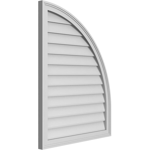 Ekena Millwork Quarter Round Top Right Surface Mount PVC Gable Vent w/ 2"W x 1-1/2"P Brickmould Frame, 28"W x 36"H - GVPQR28X3602SN