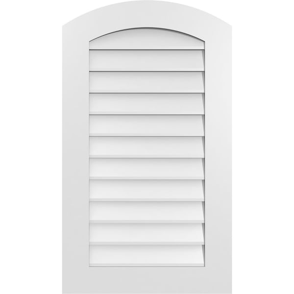 Ekena Millwork Arch Top Surface Mount PVC Gable Vent: Functional, w/ 3-1/2"W x 1"P Standard Frame, 22"W x 38"H - GVPAR22X3801SF