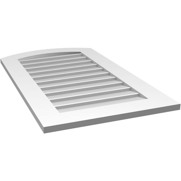 Ekena Millwork Arch Top Surface Mount PVC Gable Vent: Functional, w/ 3-1/2"W x 1"P Standard Frame, 22"W x 38"H - GVPAR22X3801SF