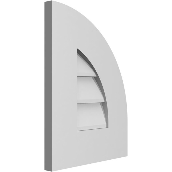 Ekena Millwork Quarter Round Top Right Surface Mount PVC Gable Vent w/ 3-1/2"W x 1"P Standard Frame, 12"W x 16"H - GVPQR12X1601SN