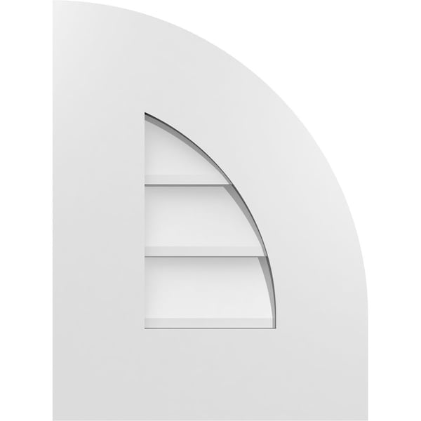 Ekena Millwork Quarter Round Top Right Surface Mount PVC Gable Vent w/ 3-1/2"W x 1"P Standard Frame, 12"W x 16"H - GVPQR12X1601SN