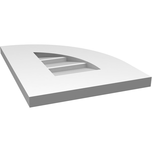 Ekena Millwork Quarter Round Top Right Surface Mount PVC Gable Vent w/ 3-1/2"W x 1"P Standard Frame, 12"W x 16"H - GVPQR12X1601SN