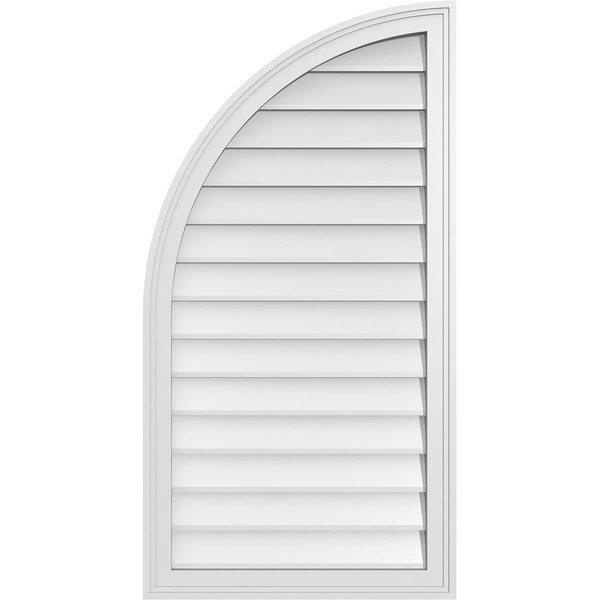 Ekena Millwork Quarter Round Top Left Surface Mount PVC Gable Vent w/ 2"W x 1-1/2"P Brickmould Frame, 22"W x 42"H - GVPQL22X4202SN