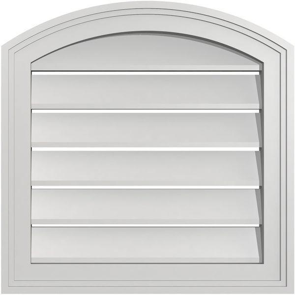 Ekena Millwork Arch Top Surface Mount PVC Gable Vent: Non-Functional, w/2"W x 1-1/2"P Brickmould Frame, 18"W x 42"H - GVPAR18X4202SN