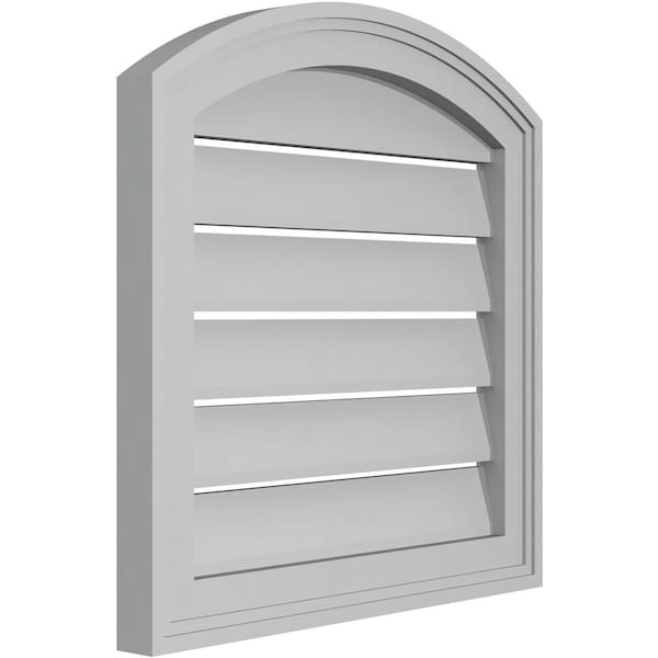 Ekena Millwork Arch Top Surface Mount PVC Gable Vent: Non-Functional, w/2"W x 1-1/2"P Brickmould Frame, 18"W x 42"H - GVPAR18X4202SN