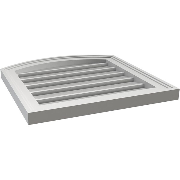 Ekena Millwork Arch Top Surface Mount PVC Gable Vent: Non-Functional, w/2"W x 1-1/2"P Brickmould Frame, 18"W x 42"H - GVPAR18X4202SN