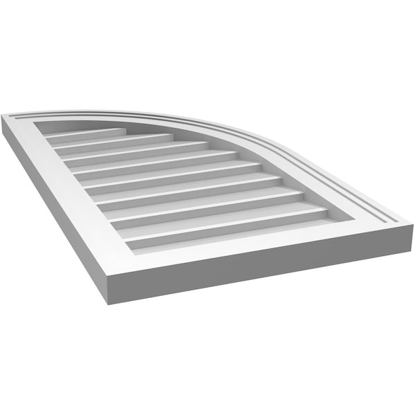 Ekena Millwork Quarter Round Top Right Surface Mount PVC Gable Vent w/ 2"W x 1-1/2"P Brickmould Frame, 16"W x 28"H - GVPQR16X2802SN