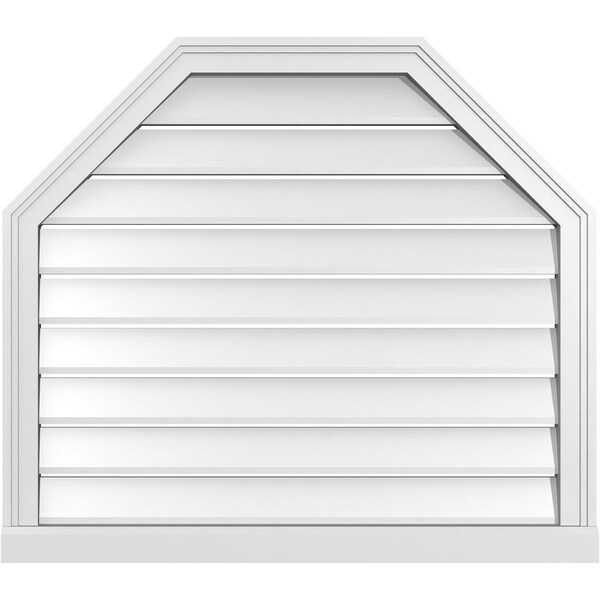 Ekena Millwork Octagonal Top Surface Mount PVC Gable Vent w/ 2"W x 2"P Brickmould Sill Frame, 34"W x 30"H - GVPOT34X3003SF