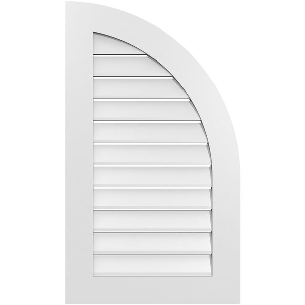 Ekena Millwork Quarter Round Top Right Surface Mount PVC Gable Vent w/ 3-1/2"W x 1"P Standard Frame, 22"W x 38"H - GVPQR22X3801SF