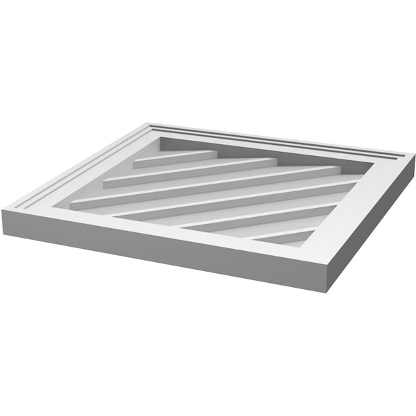 Ekena Millwork Diamond Surface Mount PVC Gable Vent: Functional, w/ 2"W x 1-1/2"P Brickmould Frame, 26"W x 26"H - GVPDI26X2602SF
