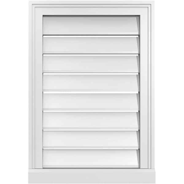 Ekena Millwork Vertical Surface Mount PVC Gable Vent: Functional, w/ 2"W x 2"P Brickmould Sill Frame, 18"W x 26"H - GVPVE18X2603SF