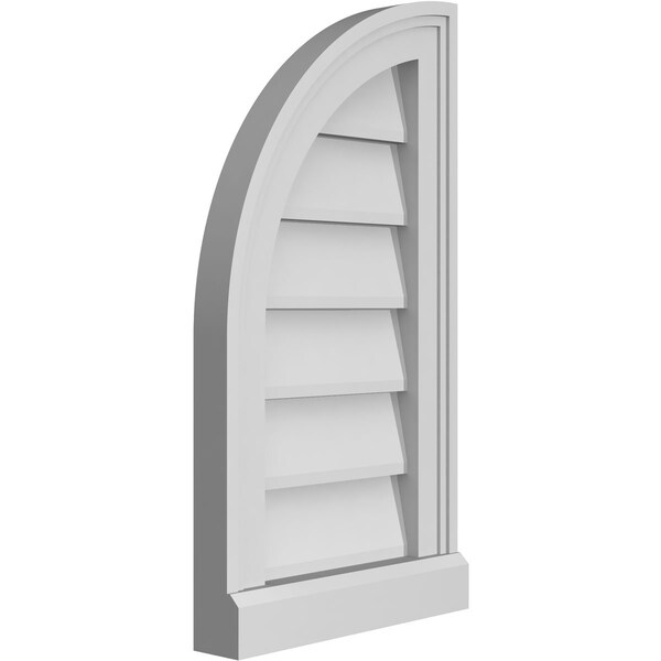 Ekena Millwork Quarter Round Top Left Surface Mount PVC Gable Vent w/ 2"W x 2"P Brickmould Sill Frame, 12"W x 22"H - GVPQL12X2203SN