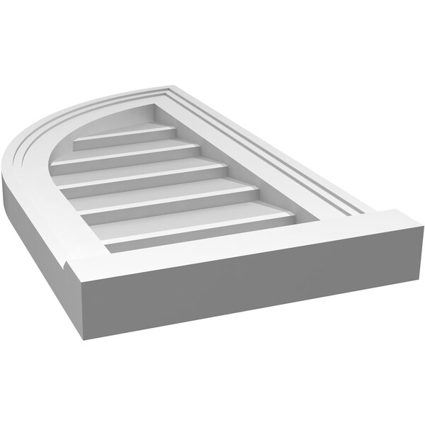 Ekena Millwork Quarter Round Top Left Surface Mount PVC Gable Vent w/ 2"W x 2"P Brickmould Sill Frame, 12"W x 22"H - GVPQL12X2203SN