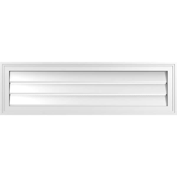 Ekena Millwork Vertical Surface Mount PVC Gable Vent: Functional, w/ 2"W x 1-1/2"P Brickmould Frame, 40"W x 12"H - GVPVE40X1202SF