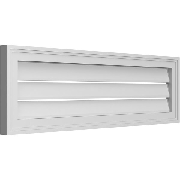 Ekena Millwork Vertical Surface Mount PVC Gable Vent: Functional, w/ 2"W x 1-1/2"P Brickmould Frame, 40"W x 12"H - GVPVE40X1202SF
