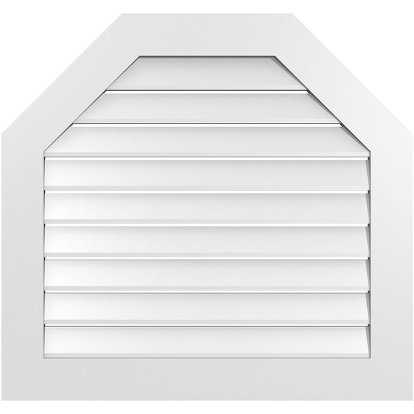 Ekena Millwork Octagonal Top Surface Mount PVC Gable Vent: Functional, w/ 3-1/2"W x 1"P Standard Frame, 34"W x 32"H - GVPOT34X3201SF