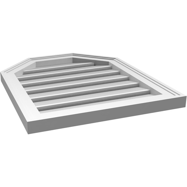 Ekena Millwork Octagonal Top Surface Mount PVC Gable Vent w/ 2"W x 1-1/2"P Brickmould Frame, 20"W x 24"H - GVPOT20X2402SF