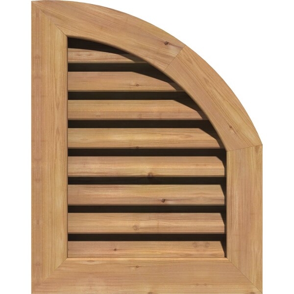 Ekena Millwork Quarter Round Top Right Western Red Cedar Gable Vent w/1" x 4" Flat Trim Frame, 12"W x 32"H - GVWQR12X3201SFUWR