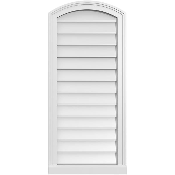 Ekena Millwork Arch Top Surface Mount PVC Gable Vent: Functional, w/ 2"W x 2"P Brickmould Sill Frame, 18"W x 40"H - GVPAR18X4003SF