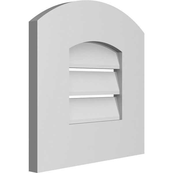 Ekena Millwork Arch Top Surface Mount PVC Gable Vent: Non-Functional, w/ 3-1/2"W x 1"P Standard Frame, 12"W x 42"H - GVPAR12X4201SN