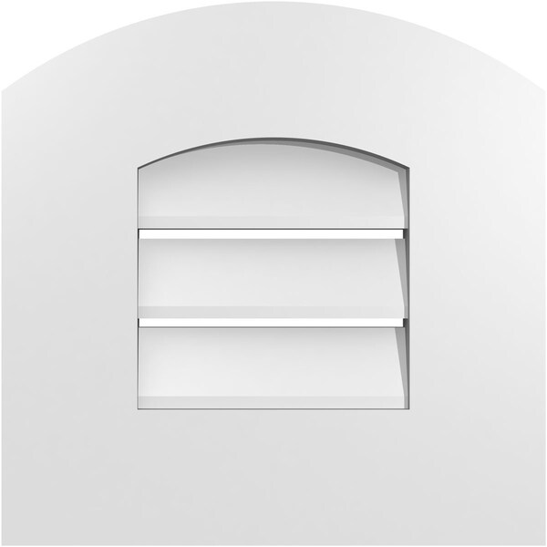 Ekena Millwork Arch Top Surface Mount PVC Gable Vent: Non-Functional, w/ 3-1/2"W x 1"P Standard Frame, 12"W x 42"H - GVPAR12X4201SN