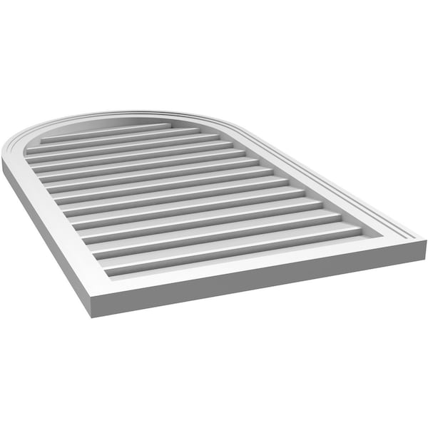 Ekena Millwork Round Top Surface Mount PVC Gable Vent: Functional, w/ 2"W x 1-1/2"P Brickmould Frame, 24"W x 40"H - GVPRT24X4002SF