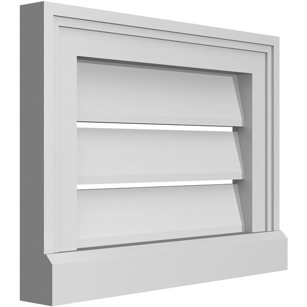 Ekena Millwork Vertical Surface Mount PVC Gable Vent: Functional, w/ 2"W x 2"P Brickmould Sill Frame, 16"W x 12"H - GVPVE16X1203SF