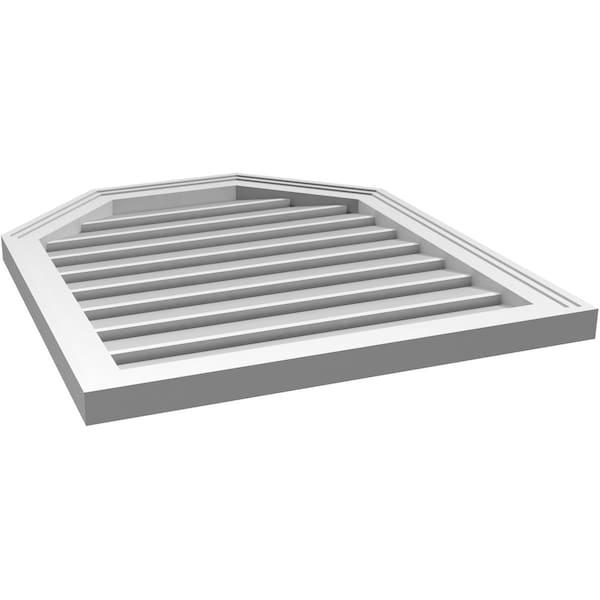 Ekena Millwork Octagonal Top Surface Mount PVC Gable Vent w/ 2"W x 1-1/2"P Brickmould Frame, 24"W x 28"H - GVPOT24X2802SF
