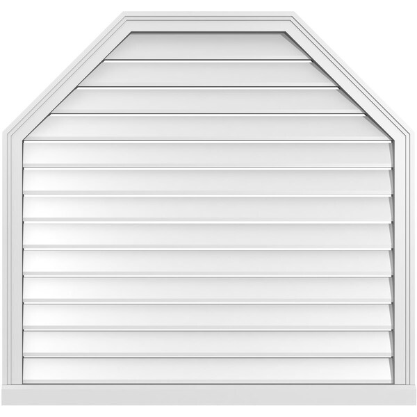 Ekena Millwork Octagonal Top Surface Mount PVC Gable Vent w/ 2"W x 2"P Brickmould Sill Frame, 42"W x 40"H - GVPOT42X4003SF
