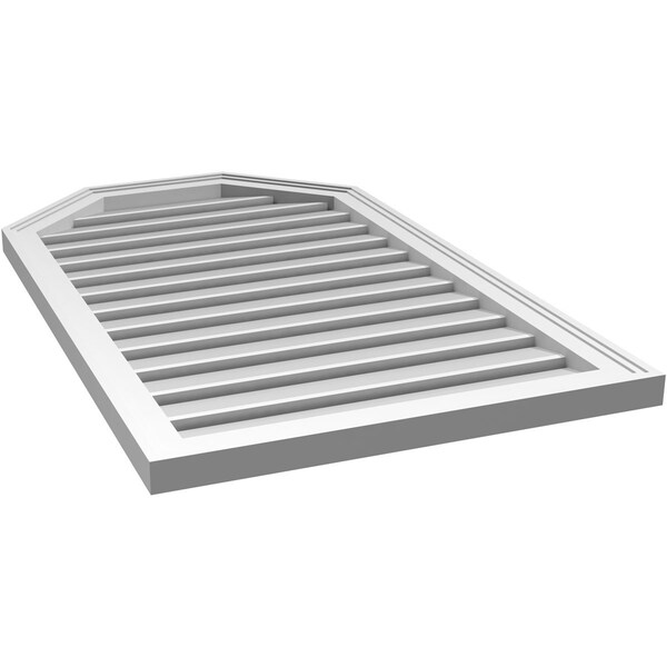 Ekena Millwork Octagonal Top Surface Mount PVC Gable Vent w/ 2"W x 1-1/2"P Brickmould Frame, 24"W x 40"H - GVPOT24X4002SF