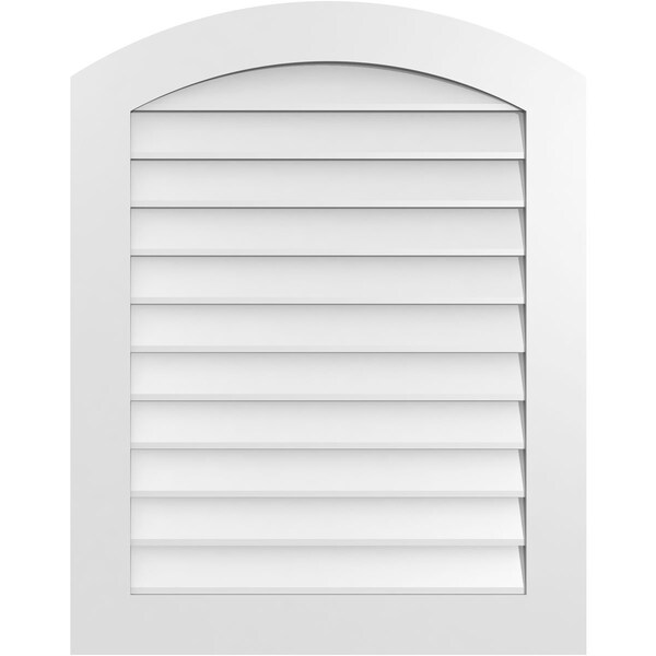 Ekena Millwork Arch Top Surface Mount PVC Gable Vent: Functional, w/ 3-1/2"W x 1"P Standard Frame, 30"W x 38"H - GVPAR30X3801SF