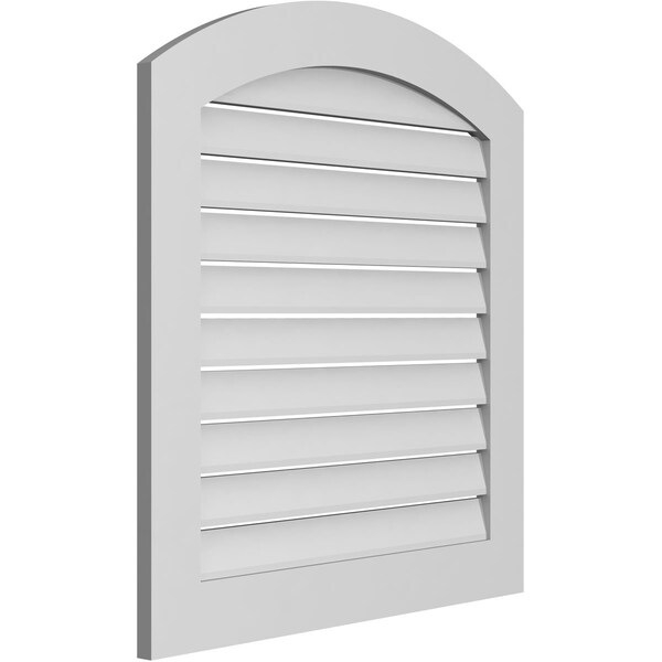 Ekena Millwork Arch Top Surface Mount PVC Gable Vent: Non-Functional, w/ 3-1/2"W x 1"P Standard Frame, 32"W x 32"H - GVPAR32X3201SN