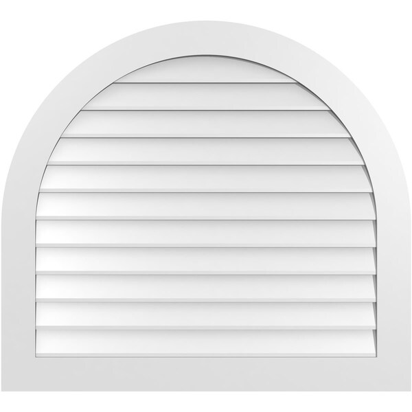 Ekena Millwork Round Top Surface Mount PVC Gable Vent: Non-Functional, w/ 3-1/2"W x 1"P Standard Frame, 42"W x 38"H - GVPRT42X3801SN