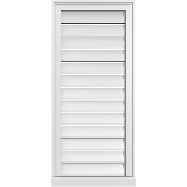 Ekena Millwork Vertical Surface Mount PVC Gable Vent: Functional, w/ 2"W x 2"P Brickmould Sill Frame, 18"W x 40"H - GVPVE18X4003SF