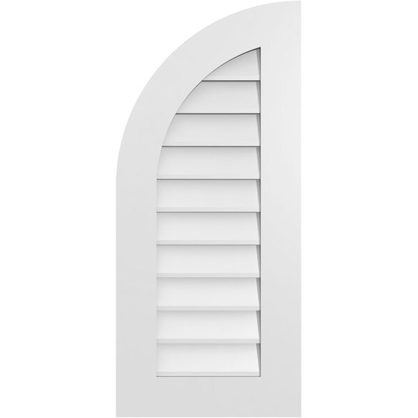 Ekena Millwork Quarter Round Top Left Surface Mount PVC Gable Vent w/ 3-1/2"W x 1"P Standard Frame, 16"W x 36"H - GVPQL16X3601SN